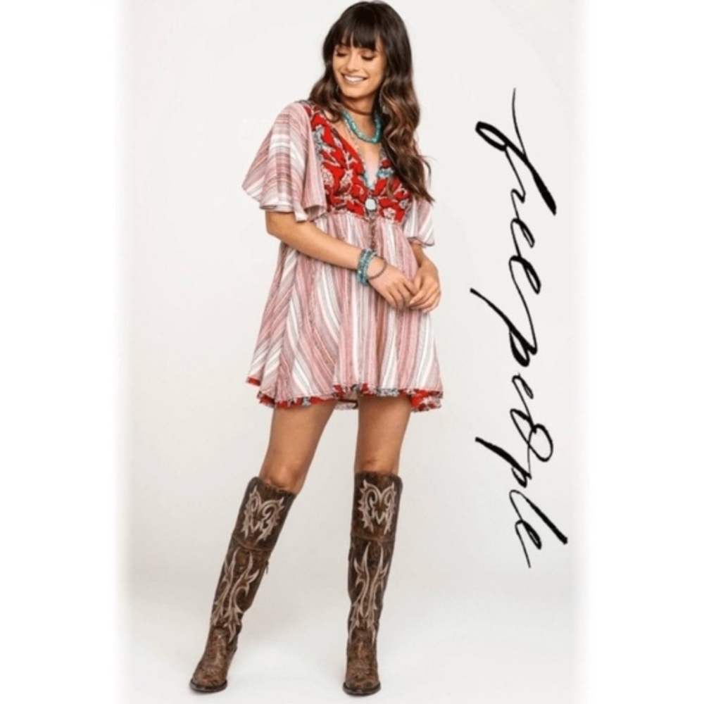 Free People Under The Sun Tunic Dress Red